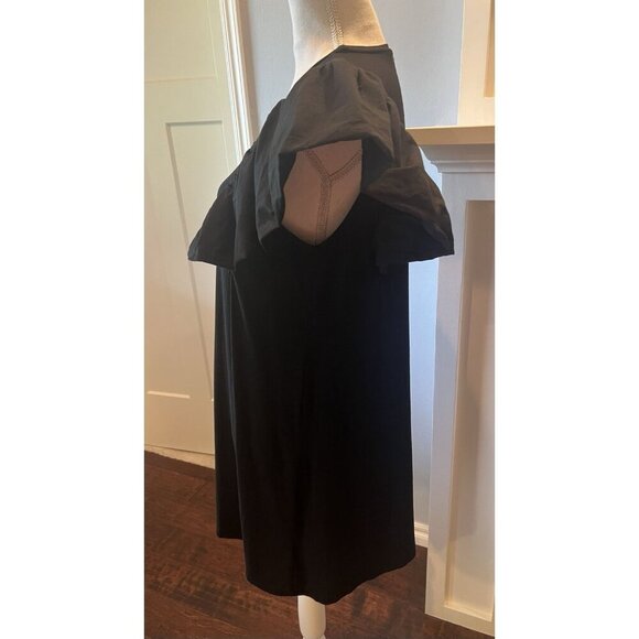 Anthropologie The Impeccable Pig Black Dress With Oversized Ruffle Sleeves SZ L - Picture 5 of 15